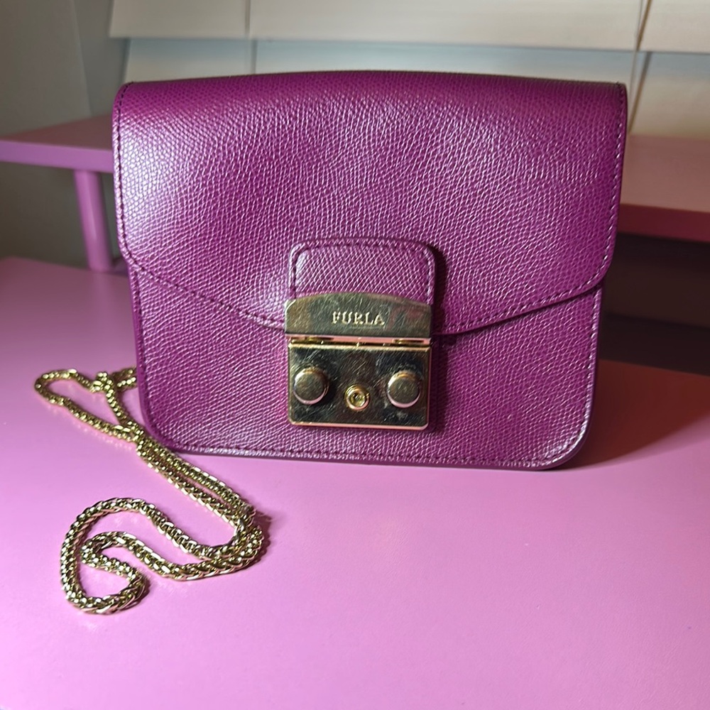 Furla Purple Leather Crossbody Bag